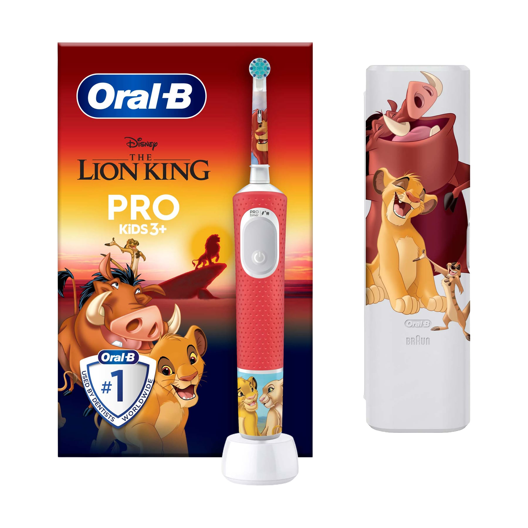 Дитяча електрична зубна щітка Oral-B Pro Kids The Lion King з футляром, від 3 років, 1 шт
